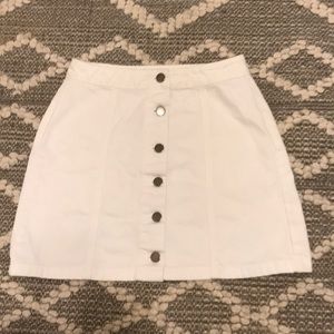 High Waisted Button Up White Skirt - Size S